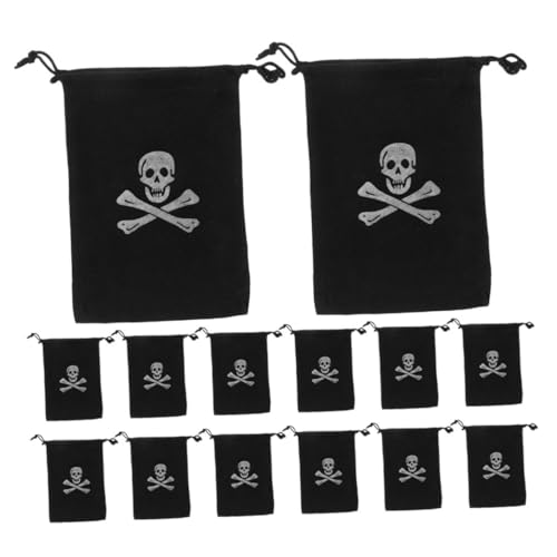 CIMAXIC 24st Piraten-aufbewahrungstasche Piraten-münzenbeutel Halloween-piratentaschen Halloween-taschen Mit Kordelzug Piratenbeutel Mit Kordelzug Piraten-thementaschen Polyester Black von CIMAXIC