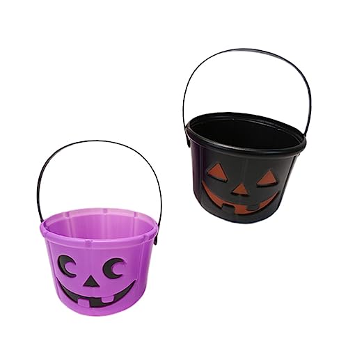 CIMAXIC 2St Kürbis Eimer Süßigkeitenhalter für Kinder Halloween-Kürbisse Mini-Kürbis Halloween Kinder Party Halloween kinderparty Kindergeschenk Süßigkeiteneimer behandeln Plastik Black von CIMAXIC