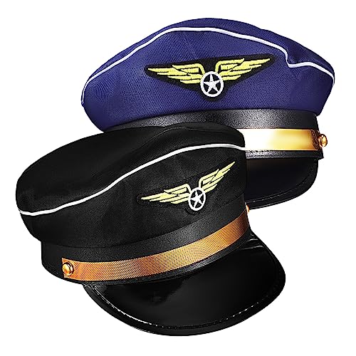 CIMAXIC 2er Set Kapitänsmützen Für Flugbegleiter Cosplay Kostümhüte Und Ideal Für Bühnenauftritte Und Mottopartys Airline Attendant Hüte von CIMAXIC