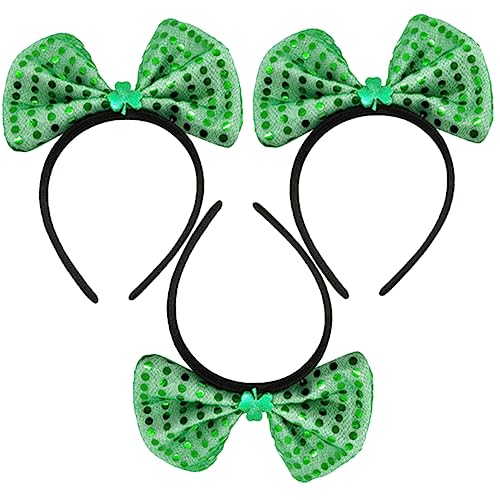 CIMAXIC 3st Haarschmuck St Patricks Klee Haarreifen Patricks Kleeblatt Stirnband Vierblättriges Haarband St Day Grünes Kostüm Patrick Haarband Klee Kostüm Frauen Zubehör Stoff Bilden von CIMAXIC