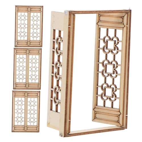 CIMAXIC 4 Stück Puppenhaus-Miniatur-holzfenster, Mini-fensterrahmen, Modell Aus Holz, Vintage-Fenster Für Puppenhaus-möbelzubehör, Beige 2 CIMAXIC 4 Stück Puppenhaus-Miniatur-holzfenster, Mini-fensterrahmen, Modell Aus Holz, Vintage-Fenster Für Puppenhaus-möbelzubehör, Beige 2 von CIMAXIC