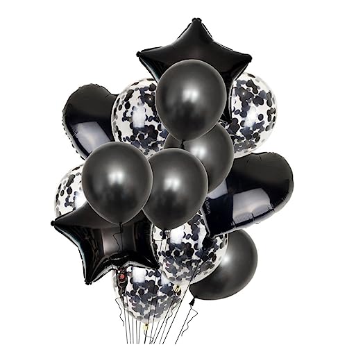 CIMAXIC Aluminium Folienballons Set Für Partydekoration 2 Herzballons 2 Pentagrammballons 5 Perlenlatexballons 5 Glitzerballons von CIMAXIC