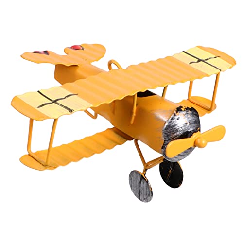 CIMAXIC Flugzeug Modell Retro Tisch Ornament Für Kinderzimmer Dekoration Kreatives Design Simuliertes Flugzeug Gelbes Modell Für Büro Und Klassenzimmer von CIMAXIC