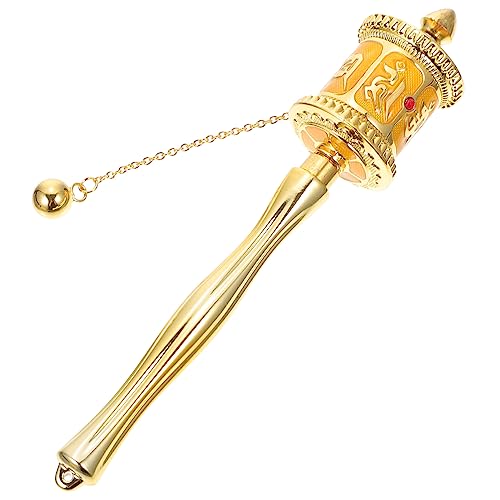 CIMAXIC Hand Gebetsmühle Buddhismus buddismus bescherung wohnraumdeko gelbe geschke ästhetisch Rad Pflanzen erste LED religiöser Schmuck zarte Gebetsmühle Legierung Golden von CIMAXIC