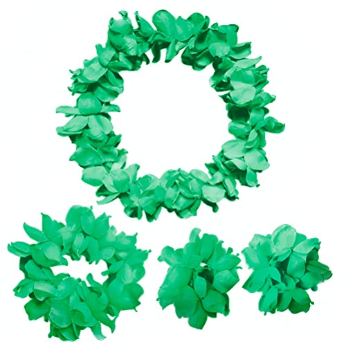 CISMARK Hawaiianische Luau Blume Leis Jumbo Halskette Armbänder Stirnband Set - Grün - Einheitsgröße von CISMARK