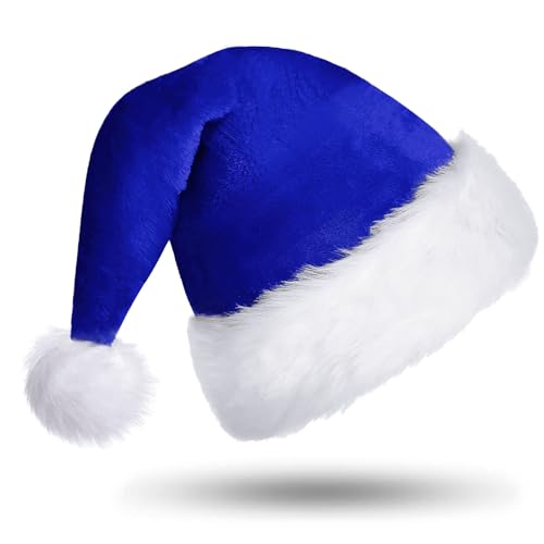 CITÉTOILE Blau Weihnachtsmütze, Deluxe Nikolausmütze aus Velours für Erwachsene mit Komfort Soft Liner, Dicke Plüschkrempe Weihnachtsmütze für Männer Frauen, Kostüm Weihnachtskostüm Party Dekoration CITÉTOILE Blau Weihnachtsmütze, Deluxe Nikolausmütze aus Velours für Erwachsene mit Komfort Soft Liner, Dicke Plüschkrempe Weihnachtsmütze für Männer Frauen, Kostüm Weihnachtskostüm Party Dekoration von CITÉTOILE