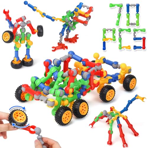 CITSKY Pädagogische Spielzeuge für Jungen 4-6 Jahre: Fesselnde STEM-Spielzeuge, 70 Bunte, drehbare Skelettblöcke zum Lernen durch Spielen 4-6-jährige Jungen. von CITSKY