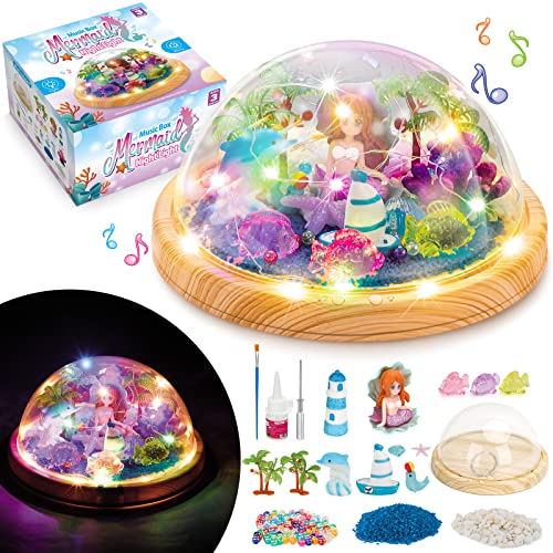 CITSKY Kinder Mädchen Spielzeug Kit Geschenke für 5-Jährige: Meerjungfrau Bastelset Kits für Mädchen Spielzeugideen Geschenk Alter 5 6 7 8 9 Geburtstagskunsthandwerk – Nachtlicht Spieluhr von CITSKY