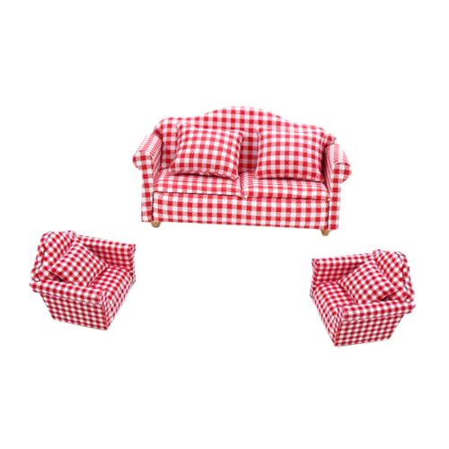 3 Sätze Wohnzimmer Sofagarnitur kleines Möbelmodell Möbelzubehör Mini-Stühle Couch wohnzimmermöbel Wohnkultur Mini-Möbelverzierungsspielzeug Mini-Möbelmodell Village Eukalyptusholz CIYODO von CIYODO