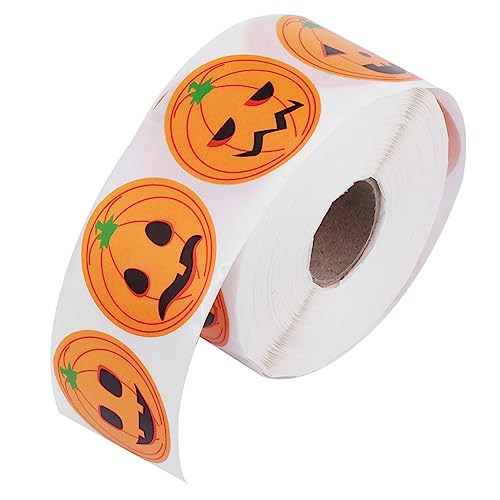 CIYODO 1 Rolle Halloween Aufkleber Kürbis Aufkleber Halloween Süßigkeiten Aufkleber Kürbis Grimace Aufkleber Grimace Aufkleber Für Erwachsene Halloween Siegelaufkleber von CIYODO