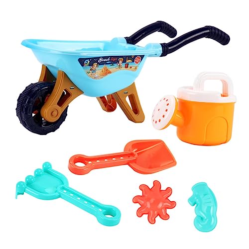 CIYODO 1 Satz 6st Strandspielzeug Kinderwagen Sandkastensand Sandeimer Spielzeug Spielzeugschubkarre Sandformer Sandsieb Wasserbälle Aufblasbar Strandrechen Strand Gießkanne Plastik Blue von CIYODO