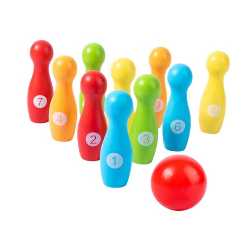 CIYODO 1 Satz Bowling Lernspielzeug Für Kleinkinder Outdoor-Spielzeug Für Kinder Pädagogisches Sportspielzeug Outdoor-Spielzeug Für Kleinkinder Mädchenspielzeug Hölzern Colorful von CIYODO