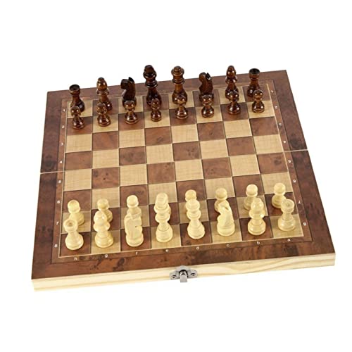 CIYODO 1 Satz DREI in Einem Schach Tragbares Zusammenklappbares Schachbrett Bretter Schachspielbrett Turnier Schachbrett Dame-Spiel Für Kinder Schachbrettspiel Schachtisch Spiele Hölzern von CIYODO