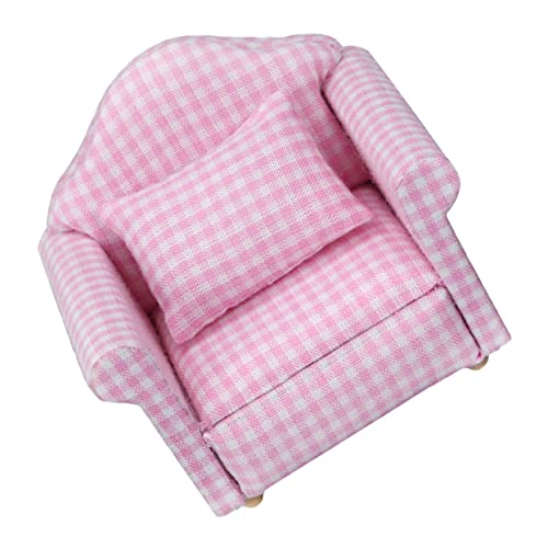 CIYODO 1 Satz Einzelsofa Mini-Sofa-Ornament Mini-Hausverzierung Heimdekorationen Desk Decoration für Kleinkinder ab 1 Jahr kleines Hauszubehör Mini-Hausdekoration Stoff Rosa von CIYODO