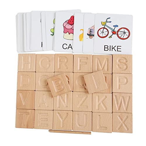 CIYODO 1 Satz Englische Beschreibung Bausteine Alphabet Block Spielzeug Montessori Lernspielzeug Spielset Schreibübung Alphabet Lernbrett Alphabet Lernkarten Aus Holz von CIYODO