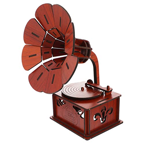 CIYODO 1 Satz Grammophon-Puzzle Retro-Grammophon Flugzeug Spielzeug 3D-Puzzles Kinder bastelset basteln für Kinder Rätsel Spielzeuge Spielzeug zusammenbauen kreatives Holzgrammophon Brown von CIYODO