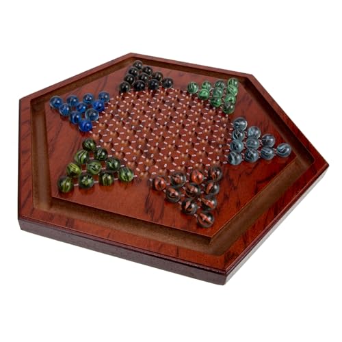 CIYODO 1 Satz Hexagon Holz Checkers Label chinesische brettspiele Dame-Tischspiel Chinese Chess dartscheibe Kinder Kiddle sechseckige chinesische Dame Chinesisches Damespiel Glas Brown von CIYODO