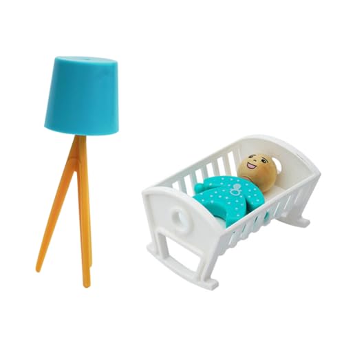 CIYODO 1 Satz Mini- -Ornamente Babyzubehör Möbel für Babypuppen babybett Spielzeug Kinderbett Spielzeug krippendeko Spielzeuge Stehlampe Mini-Hausmöbel Miniatur-Kinderbett Plastik Weiß von CIYODO