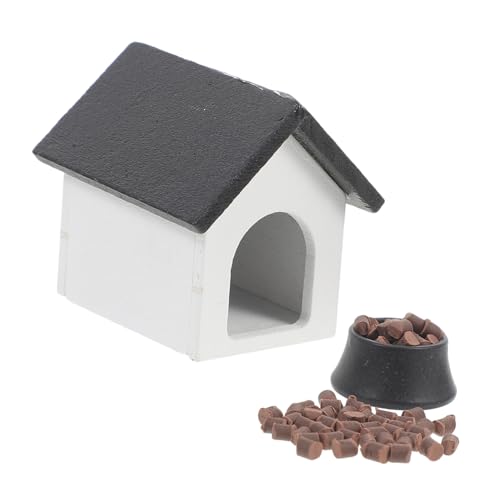 CIYODO 1 Satz Puppenhaus Hundehaus Hundenapf Puppenhaus-miniaturen Futternapf Für Kaninchen Chinchilla-Spielzeug Spielzeugratte Schüssel Puppenhauszubehör Welpen Spielstall Plastik Black von CIYODO