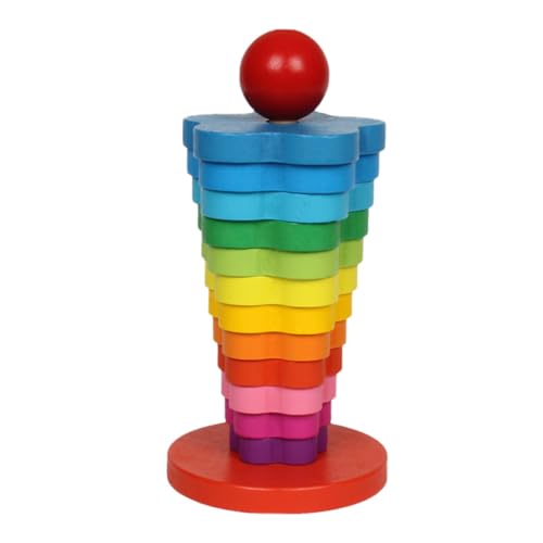 CIYODO 1 Satz Regenbogenturm Kinder spielset Regenbogensäule Spielzeug Regenbogen Stapelringe Kinderspielzeug interaktive Spiele pädagogisches Spielzeug lustige Bausteine hölzern von CIYODO