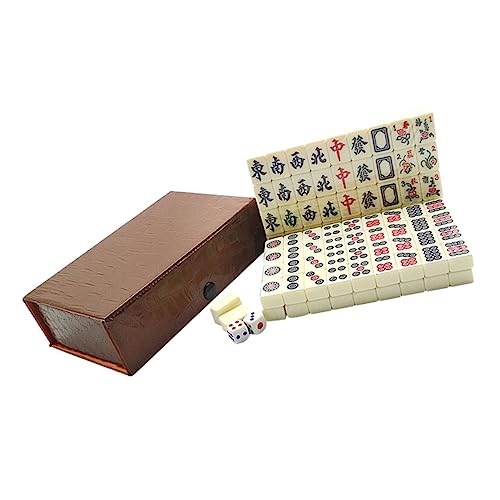 CIYODO 1 Satz Reise Freizeit Mahjong Miniatur chinesisches Mahjong Desktop-Spielzeug Minispiel tragbar Jongg Mini-Mahjong Tragbares Mahjong-Set Party-Mahjong Mahjong-Kit mit Würfeln Acryl von CIYODO