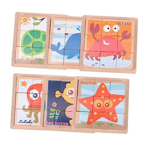 CIYODO 1 Satz Sechsseitige Malbausteine Spielzeug Rätsel Für Kinder Puzzle-Block Kinderpuzzle Bausteine ​​für Kinder Kleinkind-Puzzle Cartoon-rätsel Cartoon-Puzzle Kreatives Rätsel Holz von CIYODO