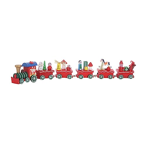 CIYODO 1 Satz Weihnachts Zug Ornamente Figuren trainieren Zug-Statue Eisenbahn-Spielset Christmas Train Set weihnachtszug-Set 2000er Partydekoration weihnachtszug Dekorationen Holz von CIYODO