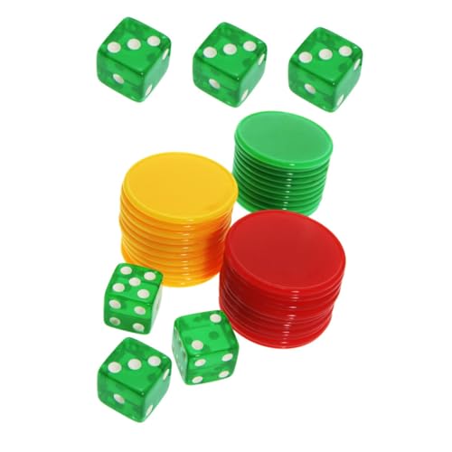 CIYODO 1 Satz Würfel-chip-Set Tragbare Würfelspiel-Requisite Tragbare Pokerchips Farbzählchip Leere Chipkarte 6-seitiger Spielwürfel Professionelle Pokerchips Jetons Kunststoff Acryl von CIYODO