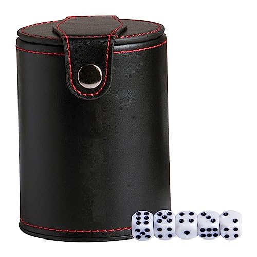 CIYODO 1 Satz Würfelbecher-Set Würfel Schüttelbecher Behälter für Partywürfel Würfelbecher mit Würfeln Tasse Würfelspiele würfel schütteln Halter Requisiten für Party-Tischspiele Pu Black von CIYODO