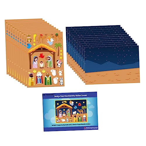 CIYODO 1 Set Christliches Krippen Outfit Ornament Für Kinder DIY Aufkleber Kinderzimmer Dekoration Rayan Spielzeug Für Kinder Puzzle Spielzeug Aufkleber Bücher Für Mädchen von CIYODO