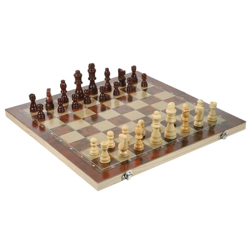 CIYODO 1 Set DREI In Eins Schachbrettspiel Damespiel Für Traditionelles Strategiespiel Spielset Kits Schachspiel Für Erwachsene Backgammonspiel Multifunktions Reisespielzeug Aus Holz von CIYODO