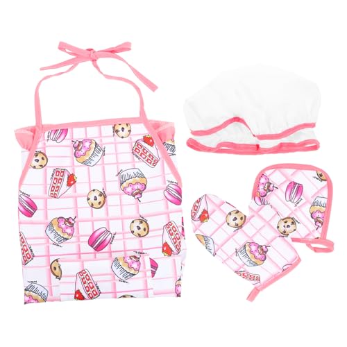 CIYODO 1 Set Kinder Kochen Koch Kostüm Muster Schürze Handschuh Hut Topflappen Matte von CIYODO