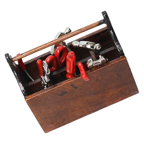 CIYODO 1 Set Mini Werkzeuge Legierung Mini Werkzeuge Spielzeug Puppe Dekoration Mini Holz Toolbox Mit Werkzeuge von CIYODO