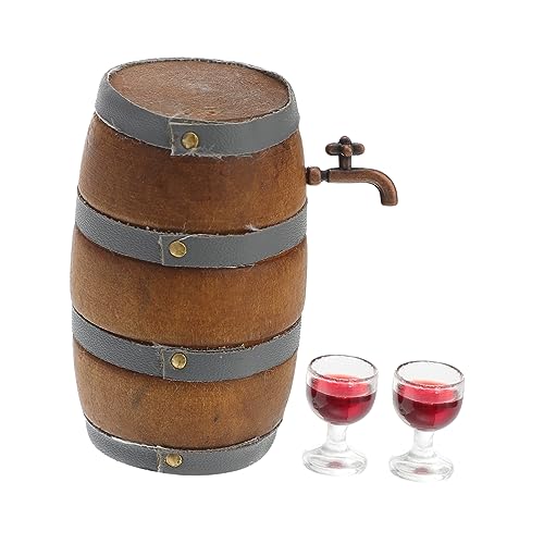 CIYODO 1 Set Taschenweinkeller Dekoration Weinfass Wasserhahn Mini Weinkübel Puppenhaus Weinfass Miniatur Weinmodell Bierfass Figur Miniatur Pub Bar Zubehör Miniaturen Holz von CIYODO