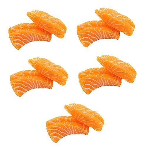 CIYODO 10 STK Modell Lachsfilet Esstischdekoration Gefälschtes Fischfleisch Lachsscheibenspielzeug Für Kinder Simuliertes Sashimi-Modell Künstlicher Gefälschter Lachsfisch Orange PVC von CIYODO