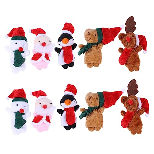 CIYODO 10 Stück Weihnachts Fingerpuppen Set Inklusive Weihnachtsmann Elch Und Schneemann Pädagogisches Handspielzeug Für Kinder Ideal Für Weihnachtsfeiern Und Kreative Spiele von CIYODO