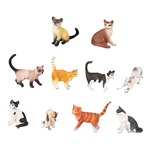 CIYODO 10 Stück simulierte Katze für Tierfiguren für Dekoration mit Katzenfiguren Kinderzimmer Dekoration mit Tierfiguren Katzenspielzeug Kinderspielzeug Plastik von CIYODO