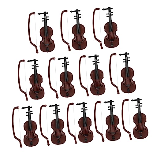 CIYODO 12 Sätze Mini-Geige Weihnachtliche Desktop-Ornamente Musikdekor Geigenmodell Weihnachtsdekoration Kleinste Geige Der Welt Mini-Violine-Modell Violine Figur Plastik Coffee von CIYODO