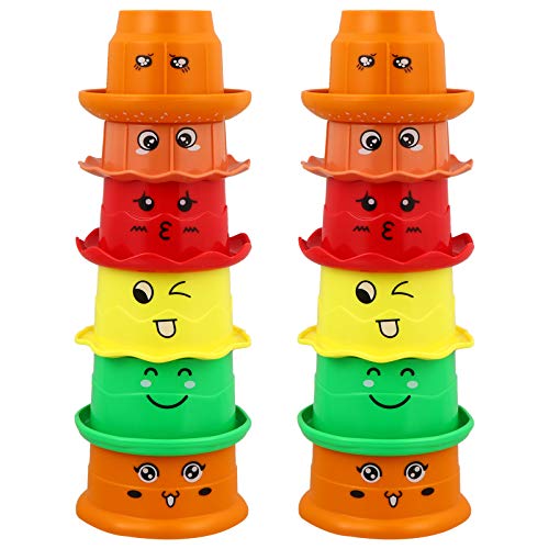 CIYODO 12 Stück Adorable Home Badespielzeug Cartoon Plastic Stackable Cup Toy Für Kinder von CIYODO