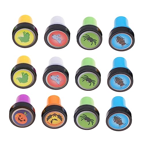 CIYODO 12 Stück Halloween Stempel Stempel Spielzeug Kinder Party Siegel Spielzeug Tier Stempel Festival Siegel Spielzeug Festival Stempel Spielzeug Party Siegel Spielzeug Kunststoff von CIYODO