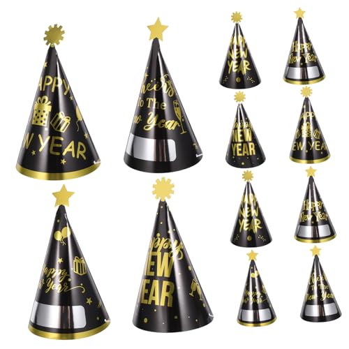 CIYODO 12 Stück Teiliges Year Paper Hats Schwarze und Goldene Party Kegelhüte aus Papier Leichte Neujahrsdeko für Silvesterfeiern Vielseitige Partyaccessoires für Erwachsene CIYODO 12 Stück Teiliges Year Paper Hats Schwarze und Goldene Party Kegelhüte aus Papier Leichte Neujahrsdeko für Silvesterfeiern Vielseitige Partyaccessoires für Erwachsene von CIYODO