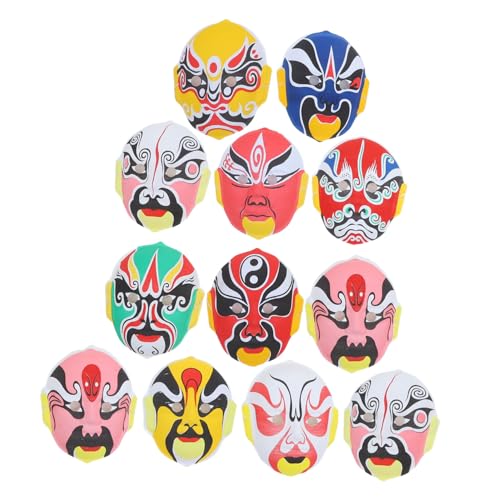 CIYODO 12st Gesichtsmaske Halloween- Anime-cosplay-masken Vintage Chinesische Masken Beflockung Halloween-maskerade-masken Kitsune-cosplay-kostüm Chinesisches Opernmaske von CIYODO