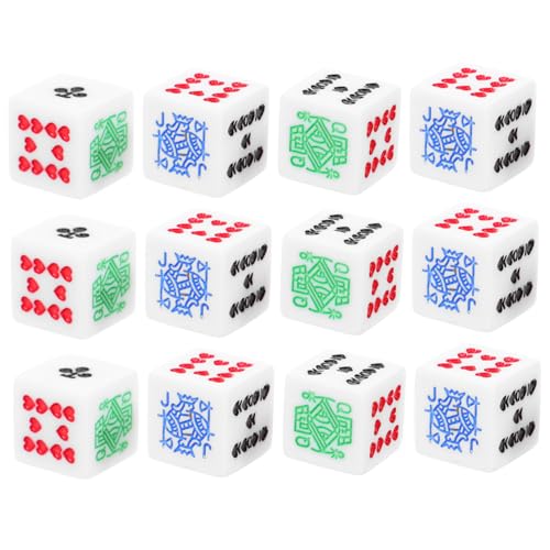 CIYODO 12st Poker Würfel Paar Würfel Craps Würfel Schmutzige Würfel Spanische Pokerwürfel Lustige Spielwürfel -würfel Bacherette-würfel Rollenspiel Würfel Acryl Tragbar Spielzeug von CIYODO