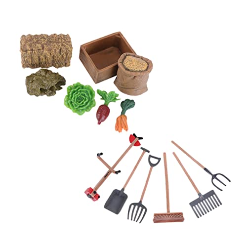 CIYODO 13-teiliges Set Garten-Werkzeug-Ornament Outdoor-spielsets Bauernhoffiguren Mini-spatenhacke Und Rechen Kelle Gartenwerkzeug Mini-Zen-Garten-sandkasten Spielzeug Für Draußen PVC von CIYODO