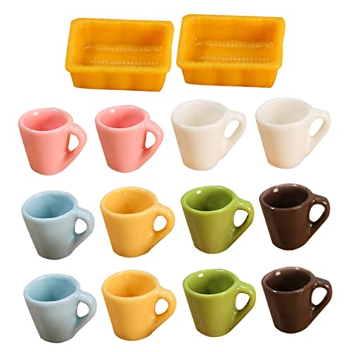 CIYODO 14 Teiliges Miniatur Tassen Set Miniatur Kaffee Und Teetassen Mit Untertassen Perfekte Nachbildung Für Puppenhaus Dekoration 6 Farben von CIYODO