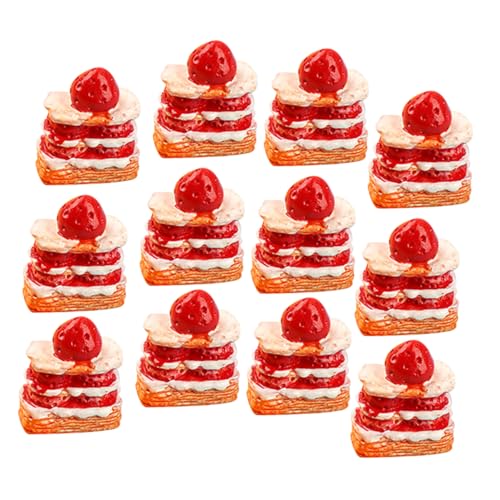 CIYODO 15 Stück Erdbeerkuchen Modell Mini Hausdekorationen Künstlicher Brotlaib Für Die Präsentation Schöne Kuchen Lebensmittelmodelle Mini Kuchen Modell Mini Desserts Spielzeug von CIYODO