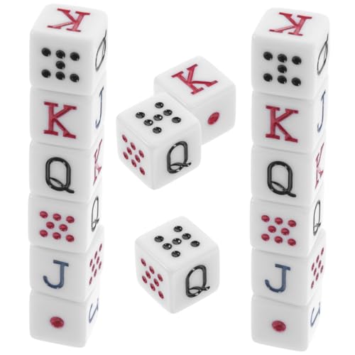 CIYODO 15pcs Interessanter Poker Dices Spanienspiel Dices Zubehör Tragbare Pokerbrief Dices von CIYODO