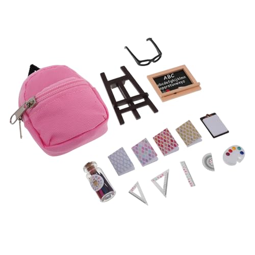 CIYODO 16 Stück Maßstab Langlebiges Puppenhaus Schulbedarf mit Tafel Lineal Büchern Papier Mini Rucksack für Puppen Tragbares Lernspielzeug CIYODO 16 Stück Maßstab Langlebiges Puppenhaus Schulbedarf mit Tafel Lineal Büchern Papier Mini Rucksack für Puppen Tragbares Lernspielzeug von CIYODO