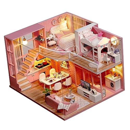 CIYODO 1Stk Mini- zum Selbermachen DIY Holzhaus Handgemachtes Spielzeughaus Kreatives Miniaturhaus Spielzeug zum manuellen Zusammenbauen Wohnung selber Bauen Miniatur DIY von CIYODO