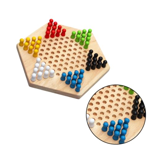 CIYODO 1Stk sechseckige Dame aus Holz Chinese Checkers dartscheibe Kinder brettspielr barn Toys Lernspielzeug Chinesische Dame-Stöpsel Sechseck-Checker Chinesische Dame aus Holz Hölzern von CIYODO